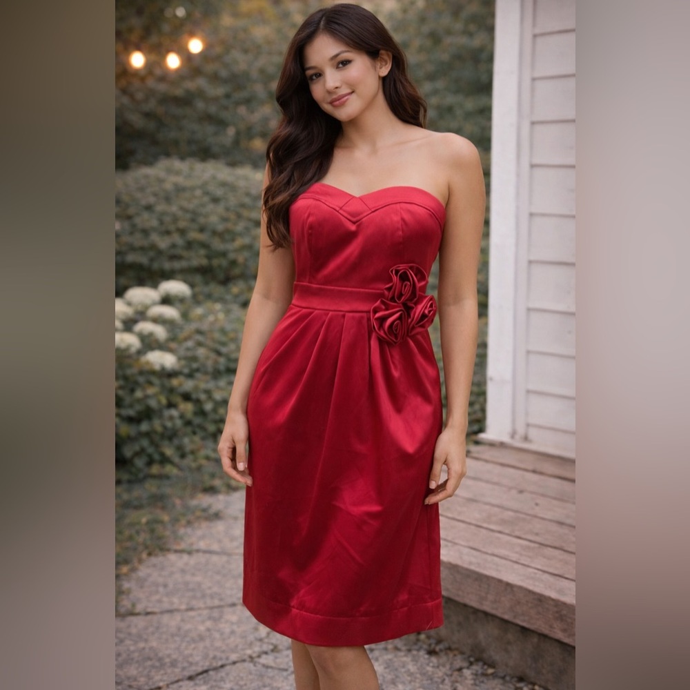 Roulette Red Satin Corset Sheath Dress Size 6 Prom Cocktail Knee Length